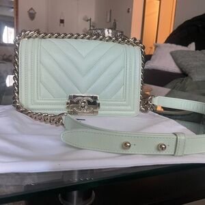 Chanel Chevron caviar boy bag